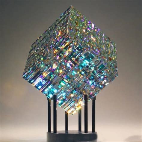 Crystal sculpture table ornament magic chromaticity cube